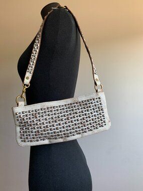 Baltazar Vintage Rare collector antique white rocker style studded crystal purse